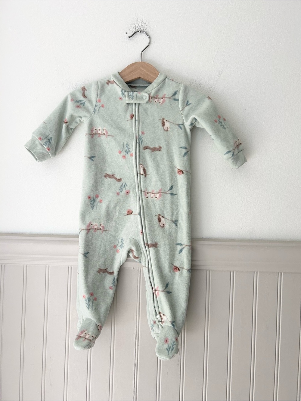Carter’s 6 Months Mint Woodland Footed Sleeper 2-Way Zipper